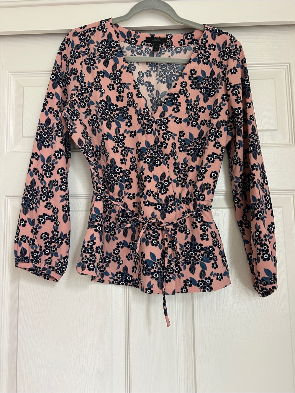 J. Crew Floral Tie-Waist Wrap Blouse - Size 6